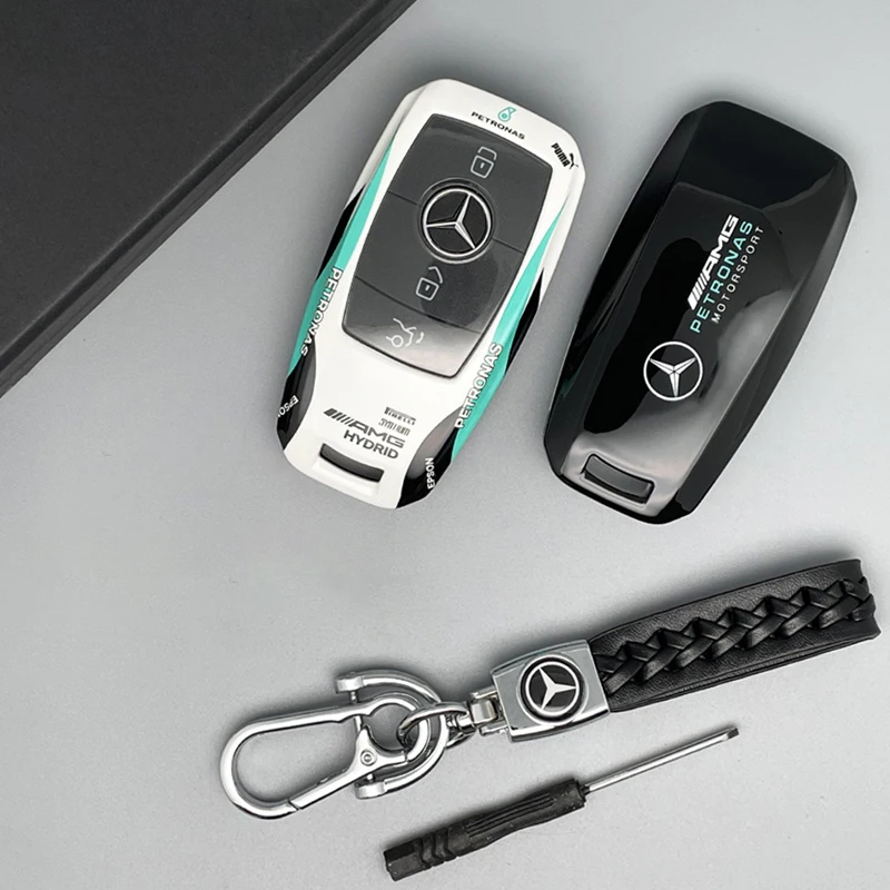 Fashion Cool Track Style Car Key Case Cover Shell For Mercedes Benz A C E S G Class GLC CLE CLA GLB W177 W205 W213 W222 X167 AMG