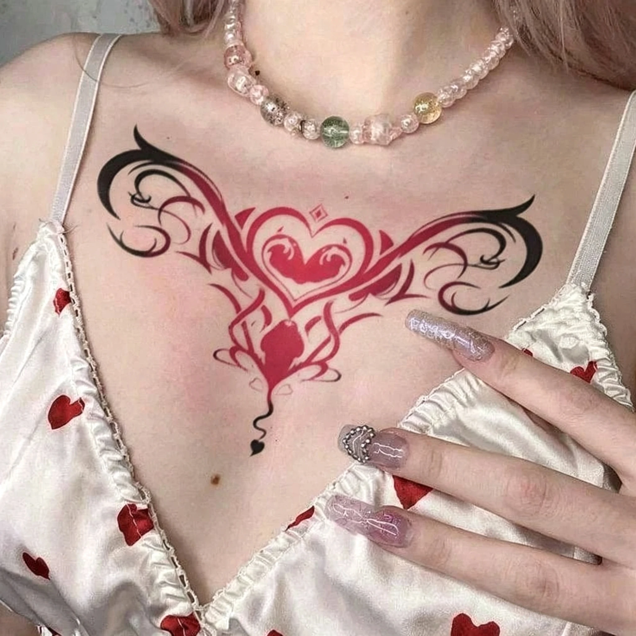 Sexy Succubus Tatoo Sticker Set Lasting Fake Tattoo for Woman Hotwife Temporary Tattoo Clavicle Abdomen Art Waterproof Sticker