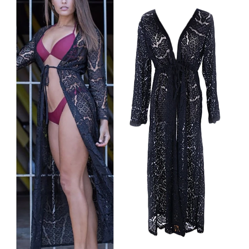 Bikinis mit offener Vorderseite, langer Kimono, Strand-Cardigans