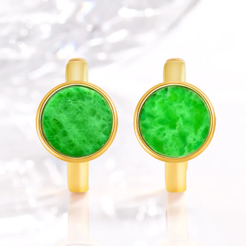 

High End Natural Burmese A-grade Jadeite Flower Blue Earrings Ice Jade Fashionable S925 Silver Inlaid Jewelry For Women 's Gifts