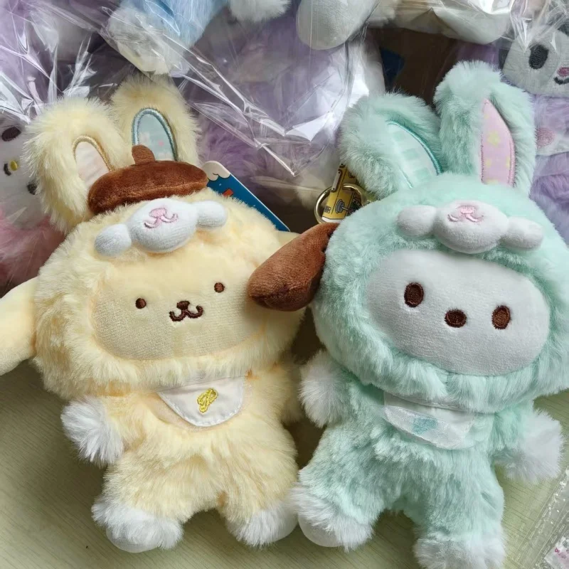 Caja ciega de la serie Sanrio Elf Rabbit de dibujos animados, bonita felpa de Hello Kitty Kuromi Pochacco Pom Purin, juguetes hechos a mano para niños, regalo