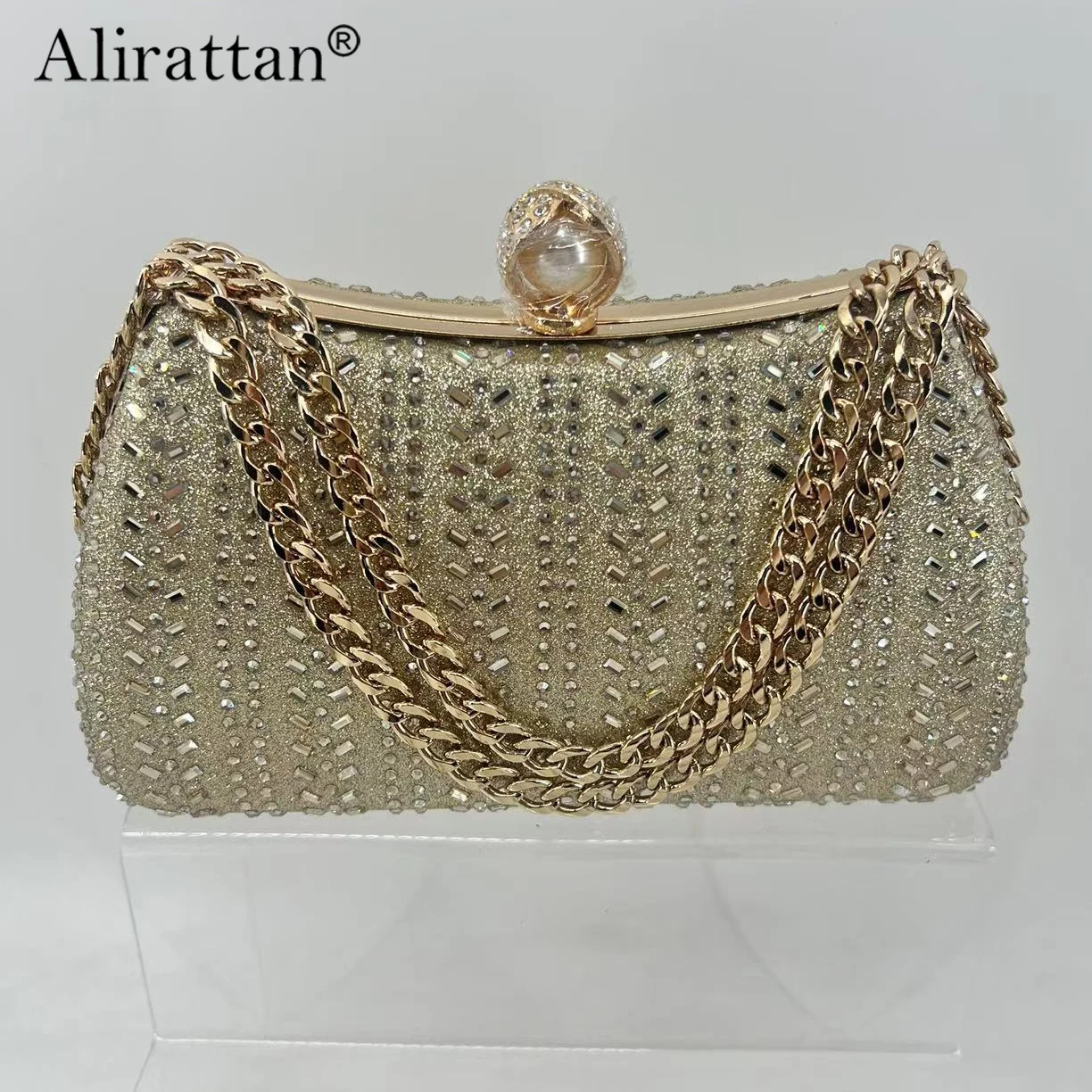 

Alirattan 2026 New Banquet Bag Ladies' Light Luxury Diamond Inlaid Bag Banquet Fashionable Versatile Handbag