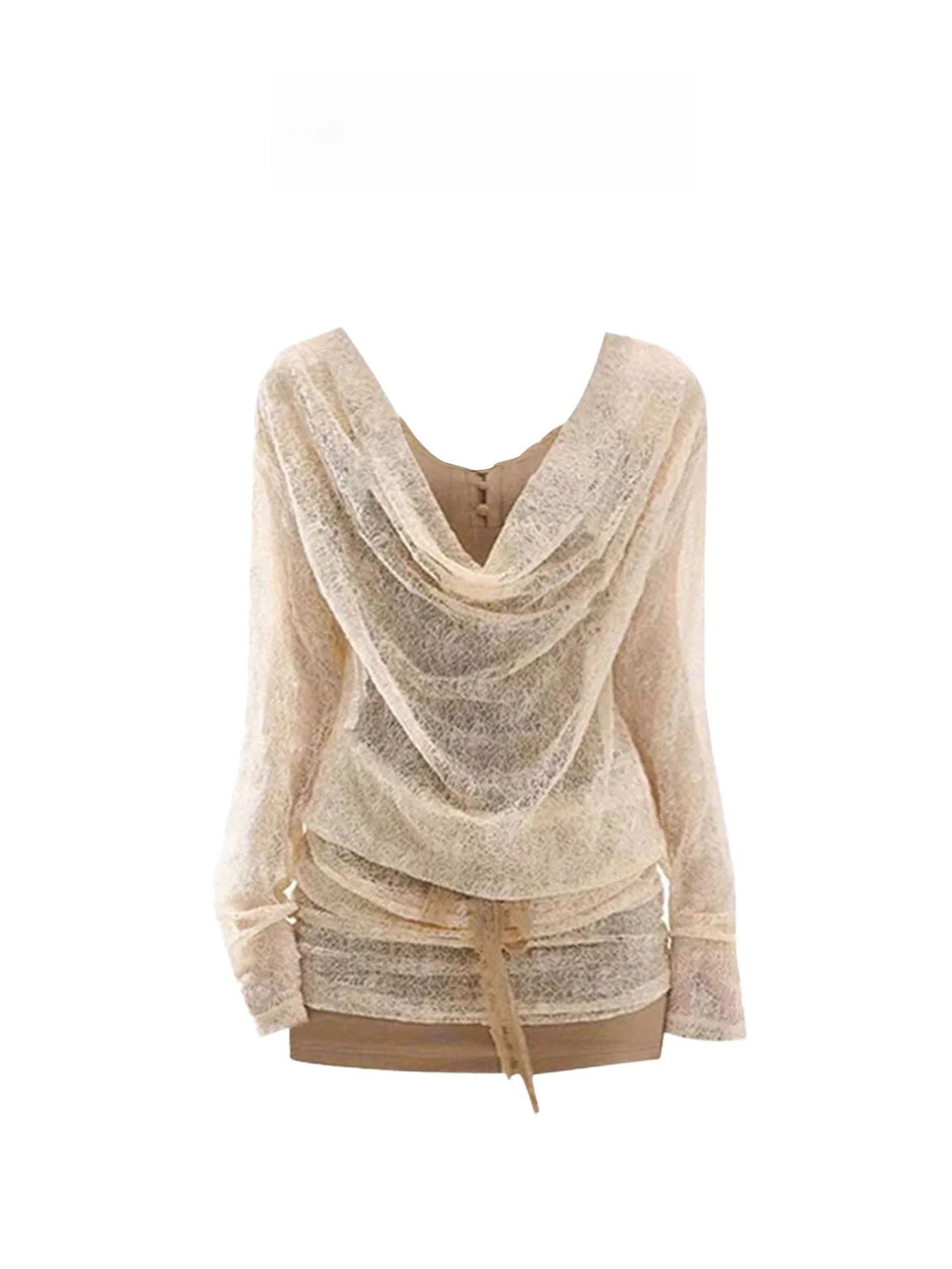 

HEZA Ретро пикантная девушка, блузка и юбка с кружевной отделкой, женский летний комплект для похудения, искусственный комплект из двух предметов, корейский комплект