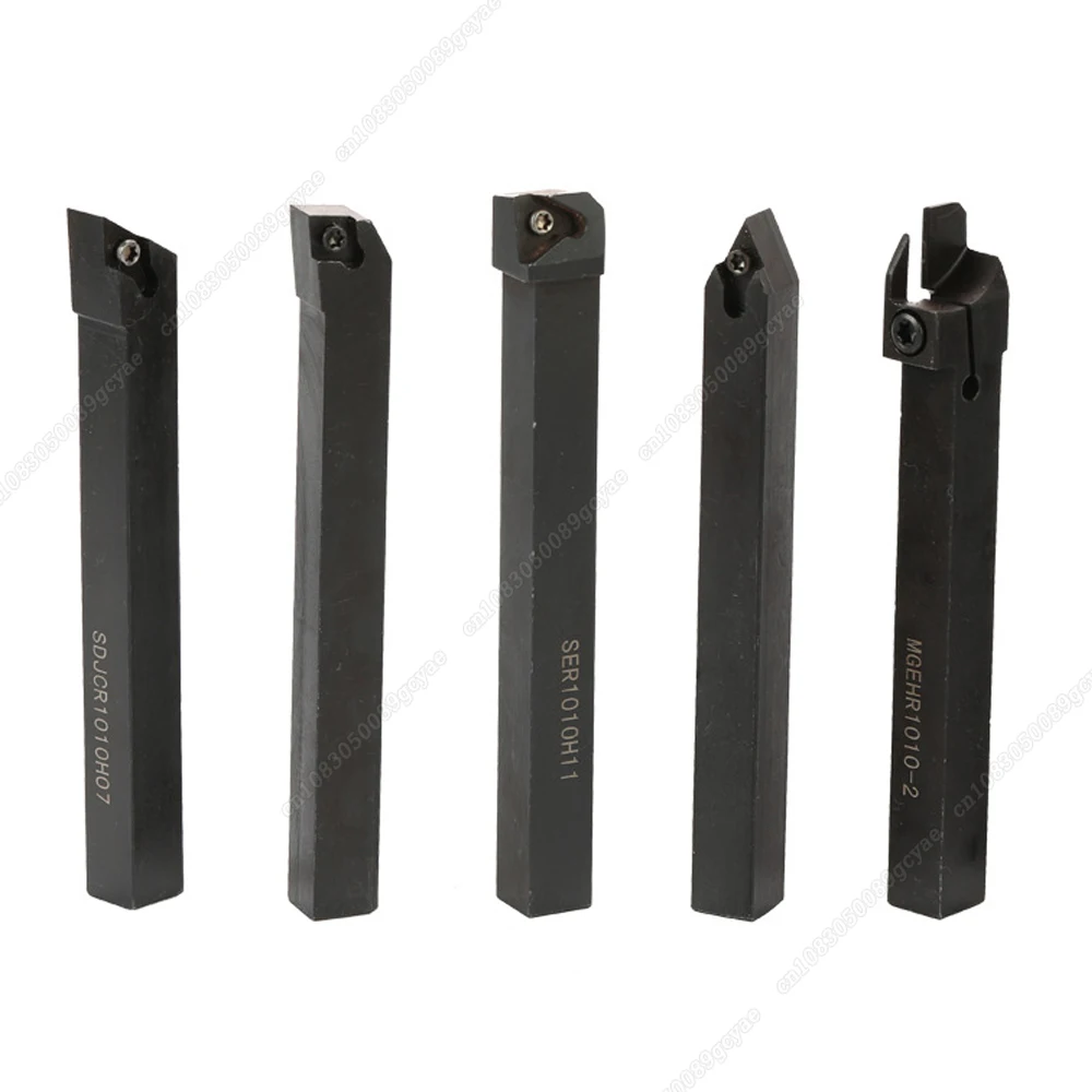

7Pcs 10mm Shank Metal Lathe Tools 45HRC Lathe Boring Bar Turning Tool Holder Set With Carbide Inserts Machining For Semi-finish