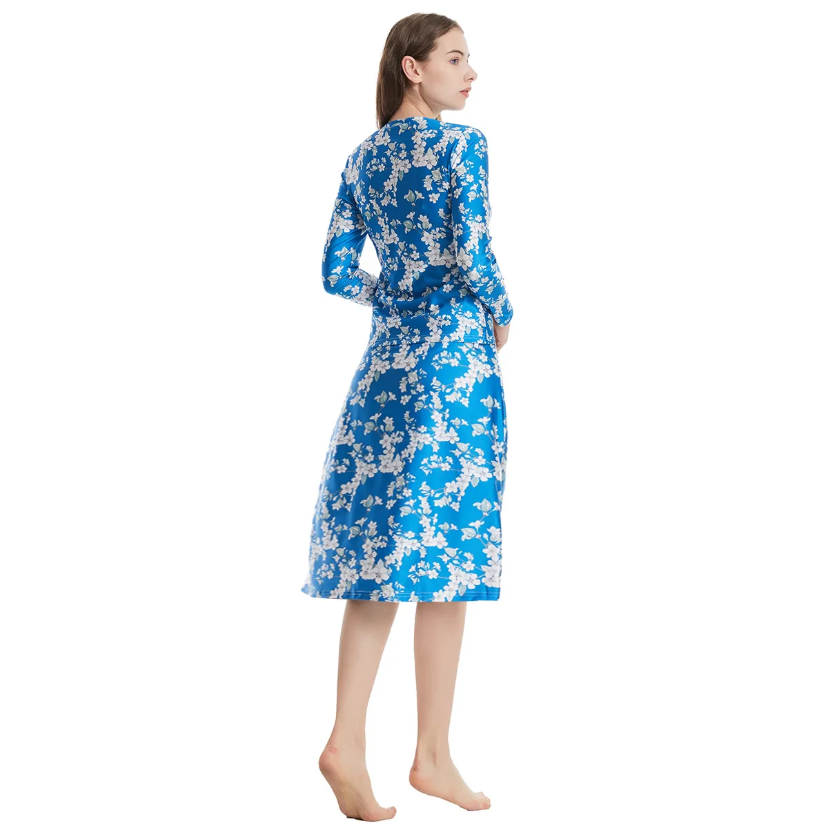 Dames elegante badmode bedrukt 3 stuks hijab + blouse + rok dame badpakken moslim islamitische boerkinis dubai kalkoen arabische tankini S-3XL