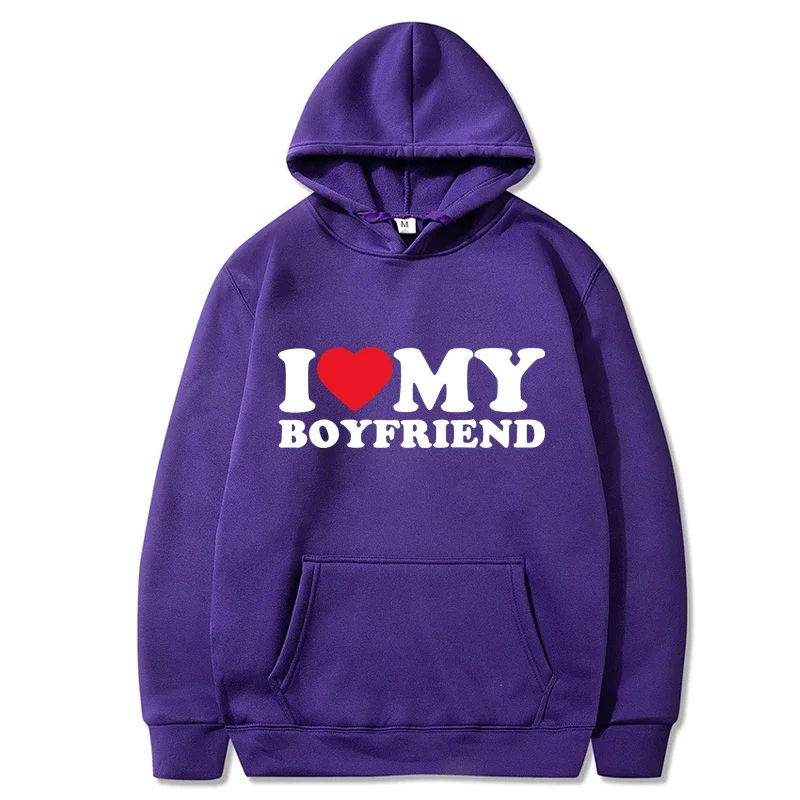 

Men's Long Sleeves Couple Sets I Love My Boyfriend Hoodies Sweatpants Suits Women Hoodie Sweatshirts and Joggers Lover Sets