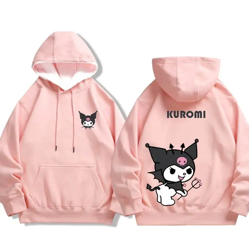 

Children's Autumn and Winter Hoodie Sweatshirt Trend Sanrio Co-branded Sweatshirt for Boys and Girls Kuromi Pattern Print Jacket