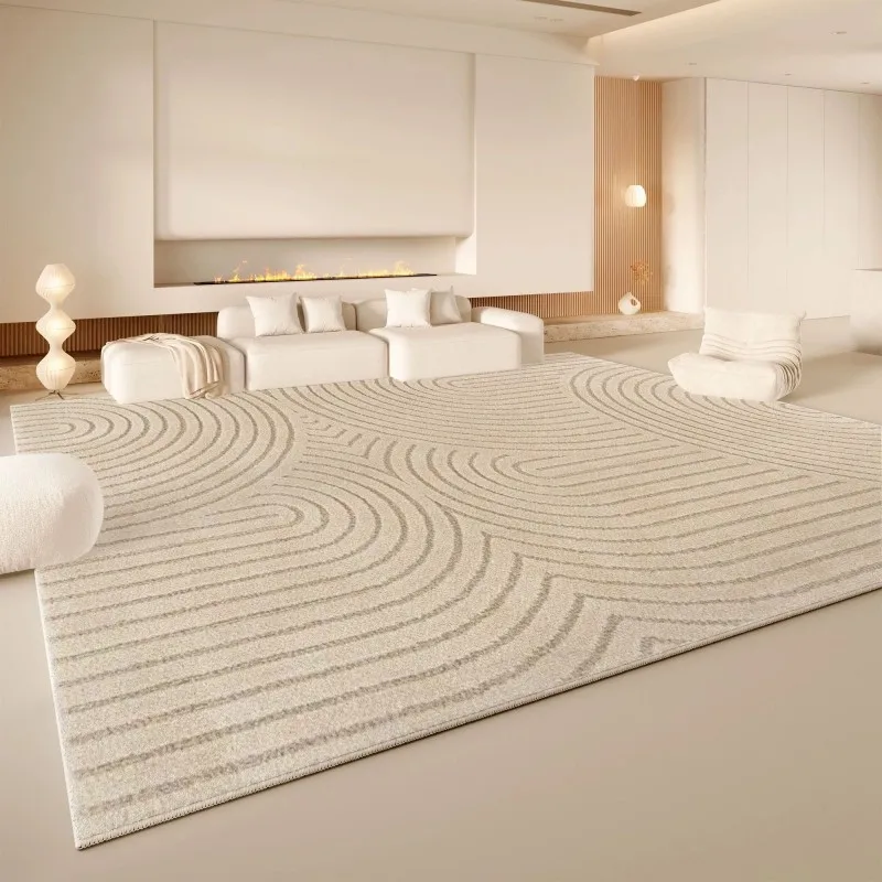 VIKAMA Area Rug Minimalist Concentric Arc Carpet Non Slip Washable Ripple Circle Pattern Mat for Living Room Home Decoration