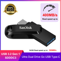 SanDisk Ultra Dual Go USB Type-C USB 64GB Pen Drive 128GB Flash Drive 256GB Memory Flash Disk USB 3.2 Gen 1 512GB Up to 400Mb/s