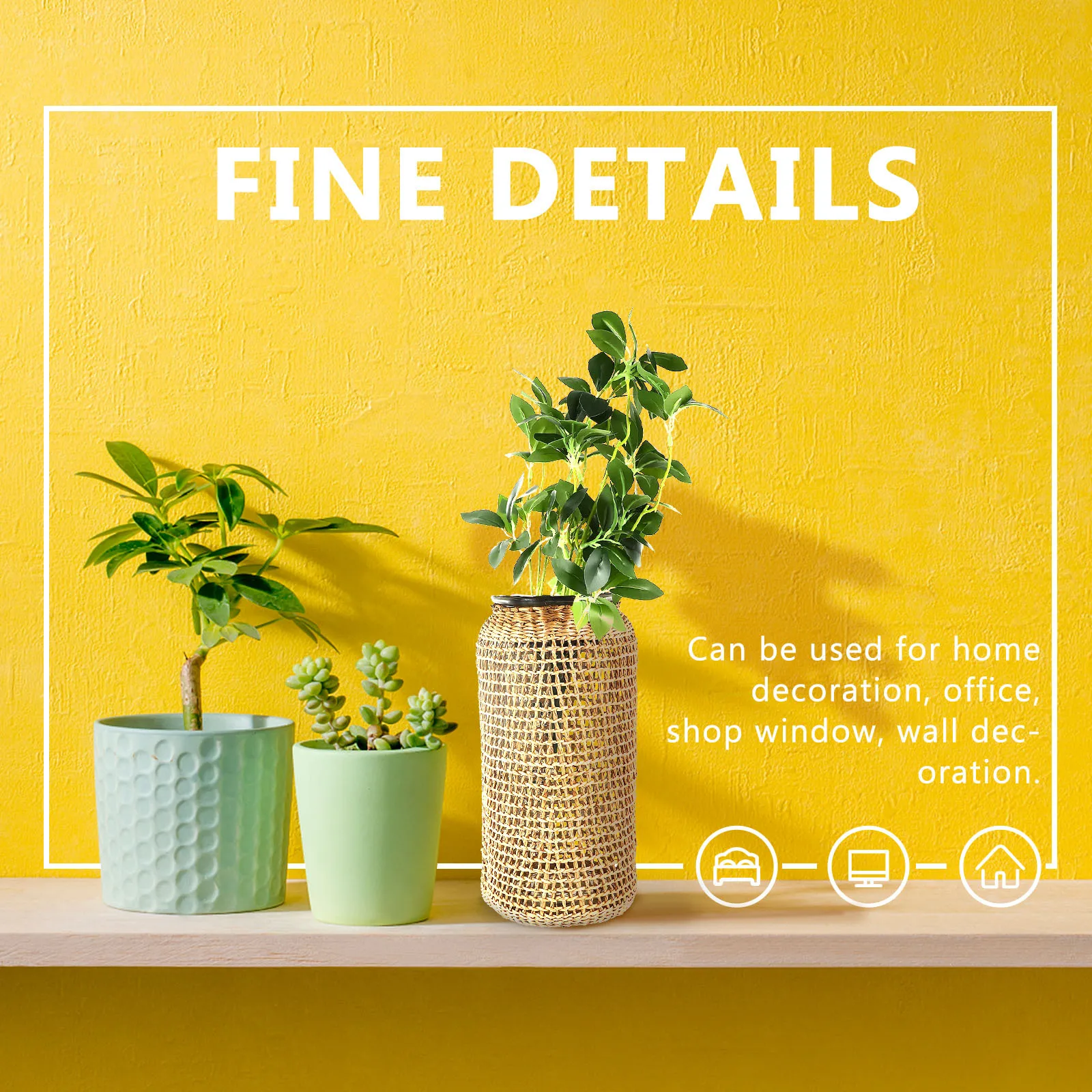 

3pcs Decorative Bundle For Home Wall Decoration Living Room Plant Decor Wedding Scene Prop Simulation Plant