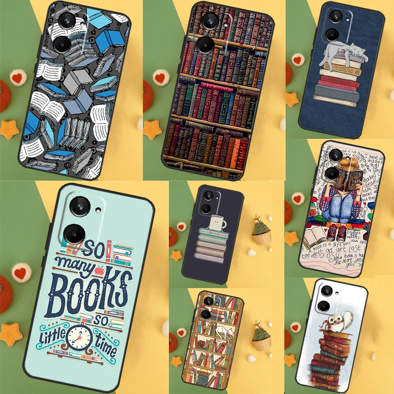 Read Books illustration For Realme 11 10 9 12 Pro Plus C67 C55 C53 C51 C31 C35 C33 C30 C21Y C25s GT Neo 6 GT5 Case