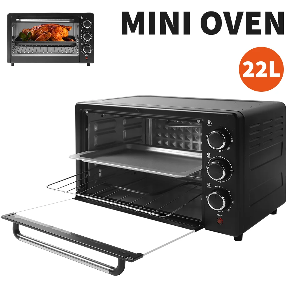 [EU Stock] 22L Electric Oven 1000W Mini Electric Oven heat thermostat electric table oven EU Plug, 0-250℃ Electric Oven