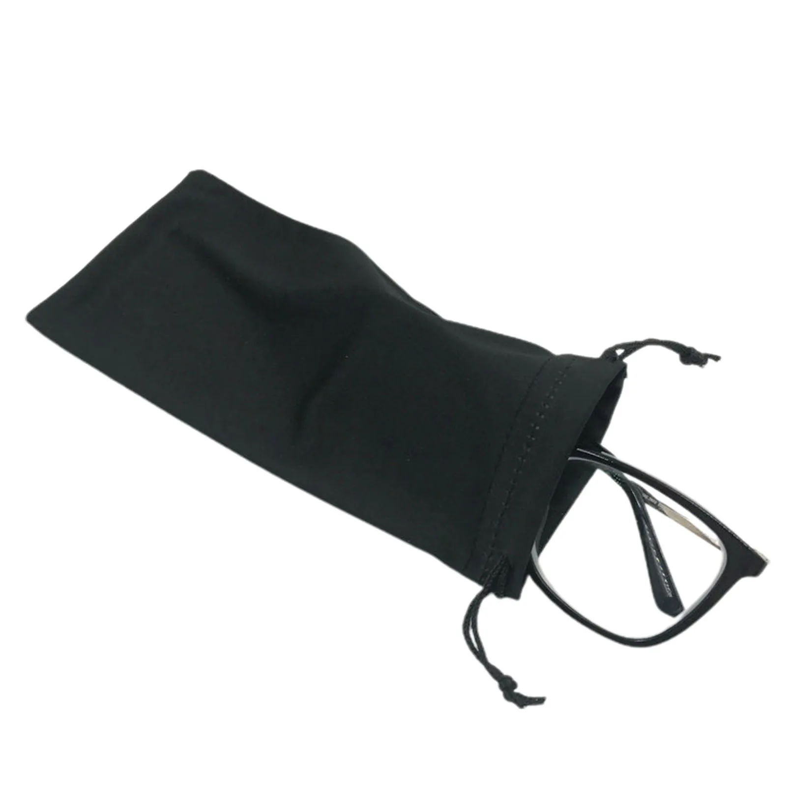 Microfiber Glasses Organizer Drawstring Closure Soft Eyeglass Pouch Solid Color Vertical Glasses Case 9*18cm Elastic Fabric FS99