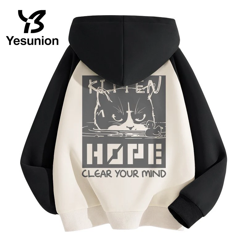 American Printed Style Hooded Sweatshirt Women's Autumn Winter Shoulder Insert Casual Pullover Comfortable Cotton Hoodie