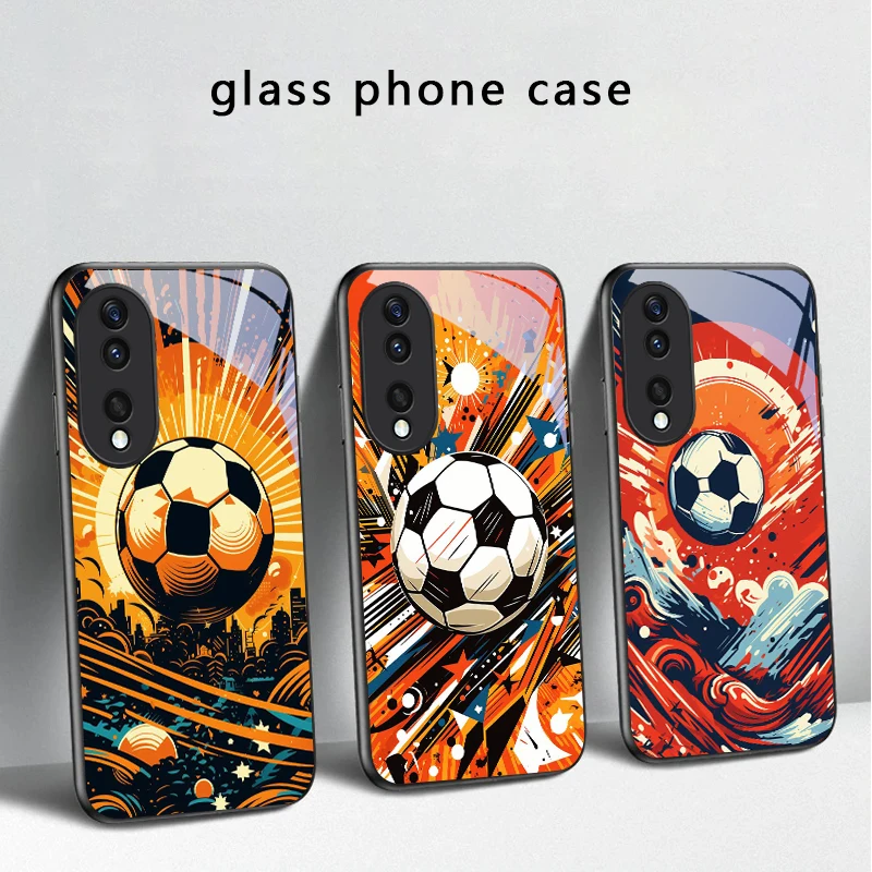 Retro football theme For Honor X5 Plus X30 X9c Smart X5b X9a X30 Max X50i 30 Pro+ 50 Pro 70 90 Smart 200 Lite Glass Phone Case