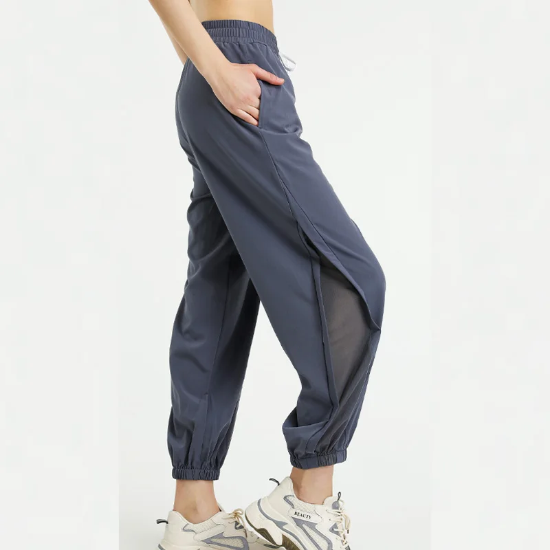 Aiithuug Sports Jogger Pants Women Mesh Breathable Mesh Splicing Joint Quicky Dry Lounge Pants for Workout Yoga Running Joggers