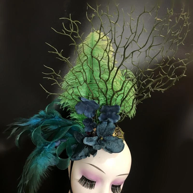 Branches Feather Exagerate Stage Show Hair Headdress Photography Hair Accessories