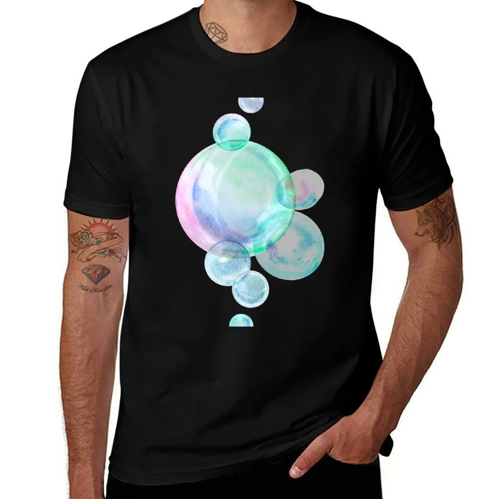 

Watercolor soap bubbles T-Shirt tops aesthetic clothes Short sleeve tee Men's cotton t-shirt