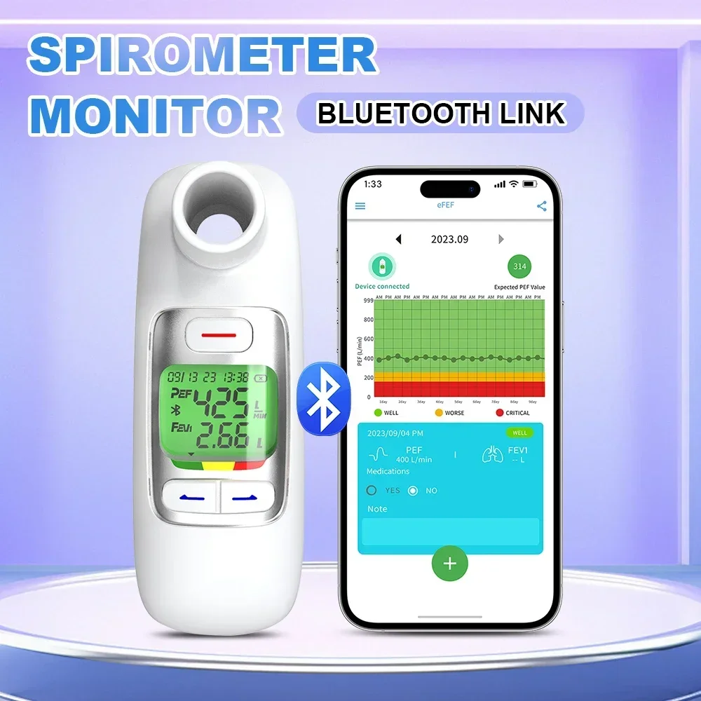 Bluetooth Digital Spirometer for Asthma COPD Test Breathing Lung Fuction Diagnostic Device