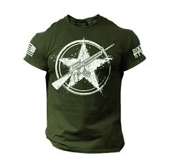 Summer hot-selling field men's round neck printed rifle flag US soldier military style short-sleeved quick-drying casual T-shirt