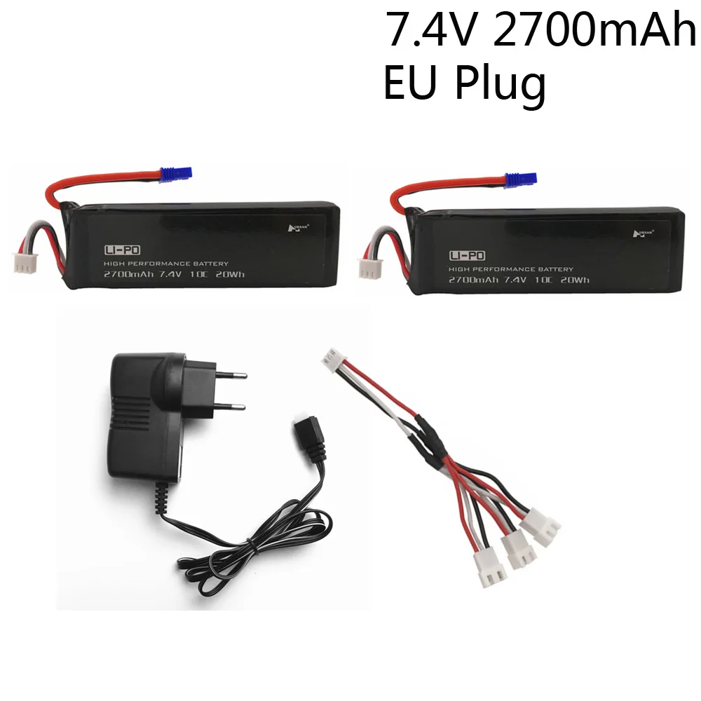 7.4V 2700mAh battery for Hubsan H501S H501C X4 RC Quadcopter Battery with 1 In 3 Cable and USB Charger Set 7.4 V 2700 mah 2S