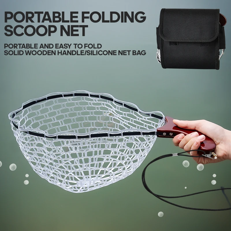 TAIYU New Product Stream Fishing Net Full Set with Bag for Small Fish Folding Wood Handle Silicone Net for Microorganisms