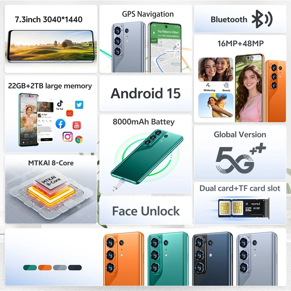 K-Touch Mobiltelefone C50 Pro Smartphone 7,3 Zoll Android 15 Handy 22GB 2TB 8000mAh Gesichtserkennung 5G Dual-SIM 16+48MP Kamera Globale Version Mobiltelefone für Männer Frauen Geschenke – Detail 5
