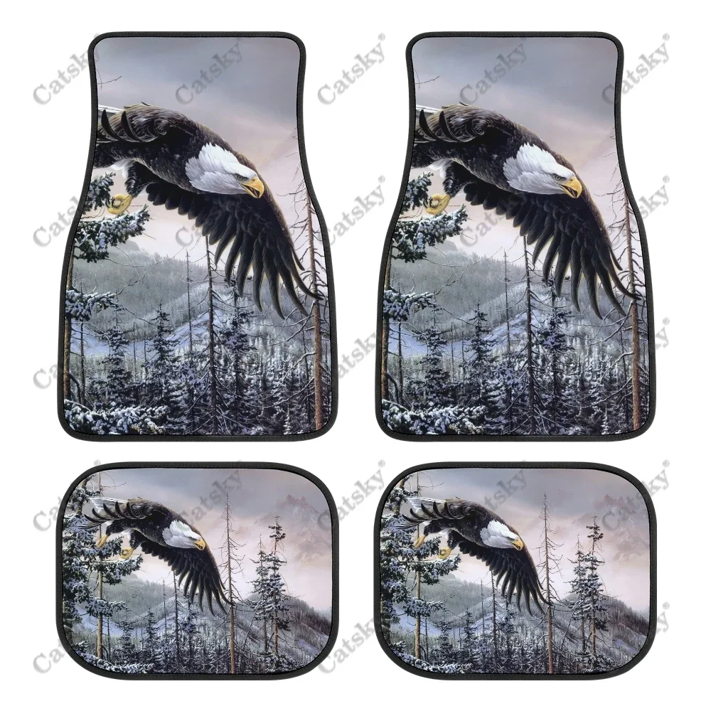 

Автомобильные коврики с изображением орла, летающих животных, аксессуары для интерьера, 4 шт., защита, противоскользящие, подходят для автомобиля, внедорожника, узор, коврики на заказ