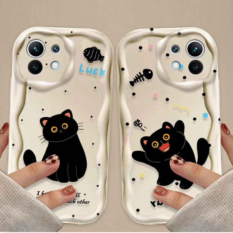 الإبداعية الأسود القط الكرتون للصدمات جراب هاتف ل Xiaomi POCO X7 X6 X5 X3 NFC F7 الترا F6 F5 Pro F4 F3 GT M5S C65 C75 4G 5G