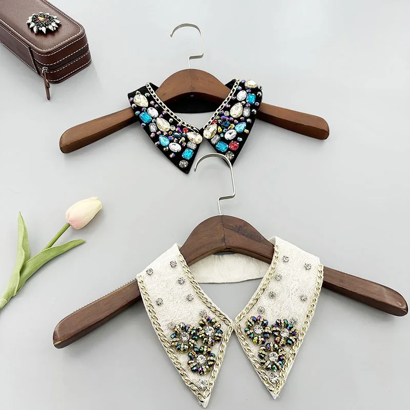 New decorative white spring fashion shirt lace sweater Elegant beading rhinestone fake false collar choker detachable collars