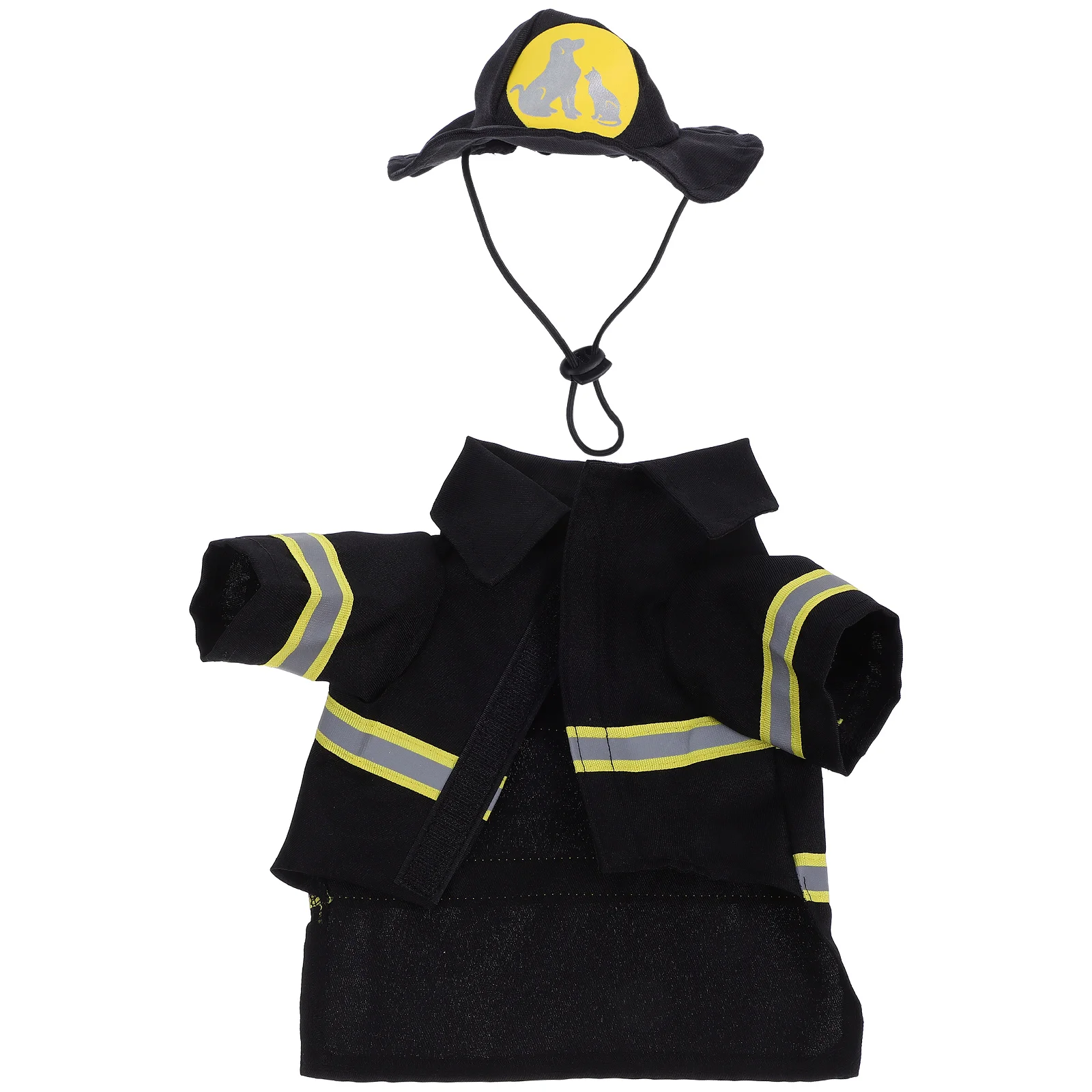 

1Set Pet Firefighter Uniform Dog Clothes Black Size S Performance Costume Party Outfit for Cat Puppy Festive Wear
