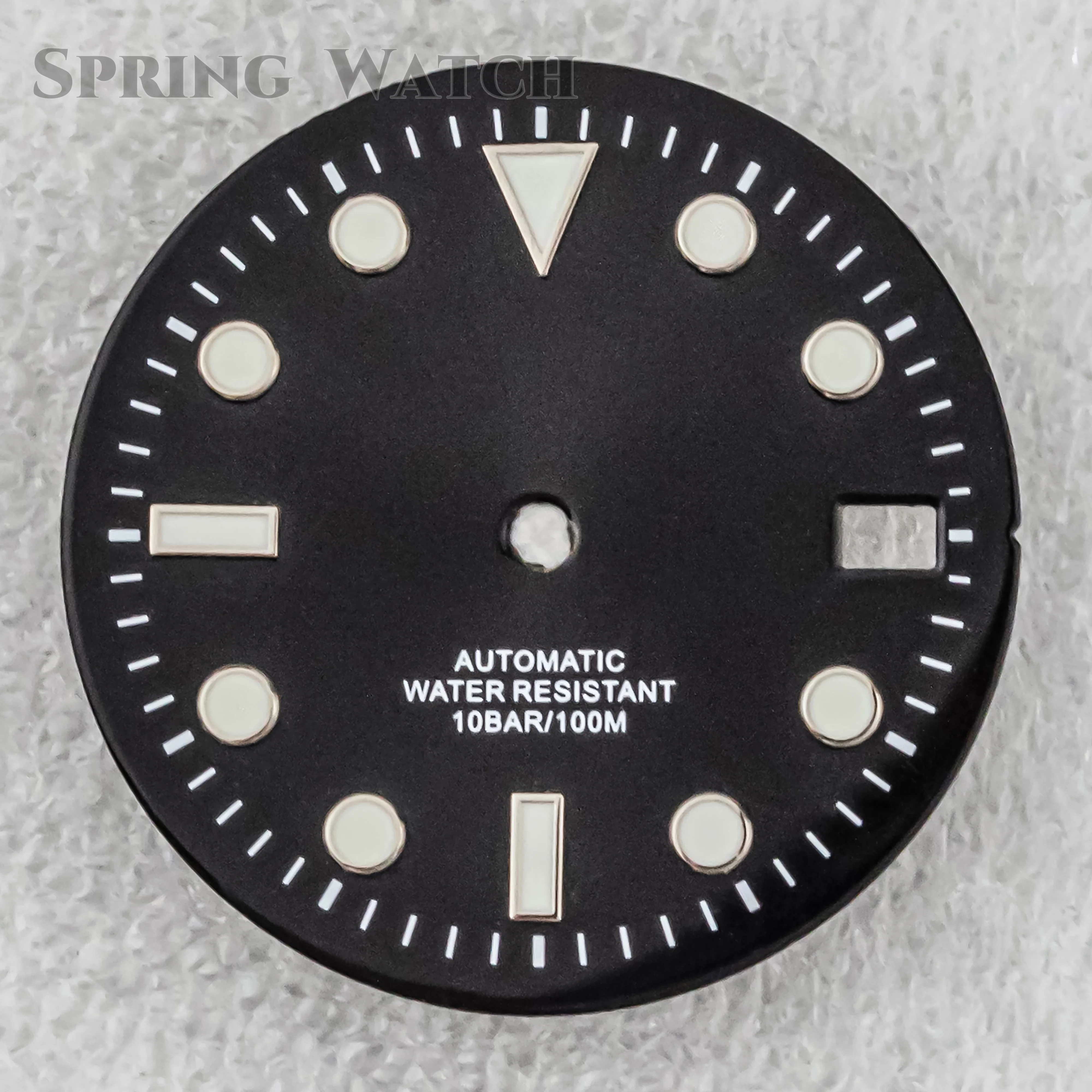 High Quality 28.5mm Watch Dial NH35 With Green Luminous For Crown At 3/3.8 Clock NH35 Movement Mod Accessories Parts