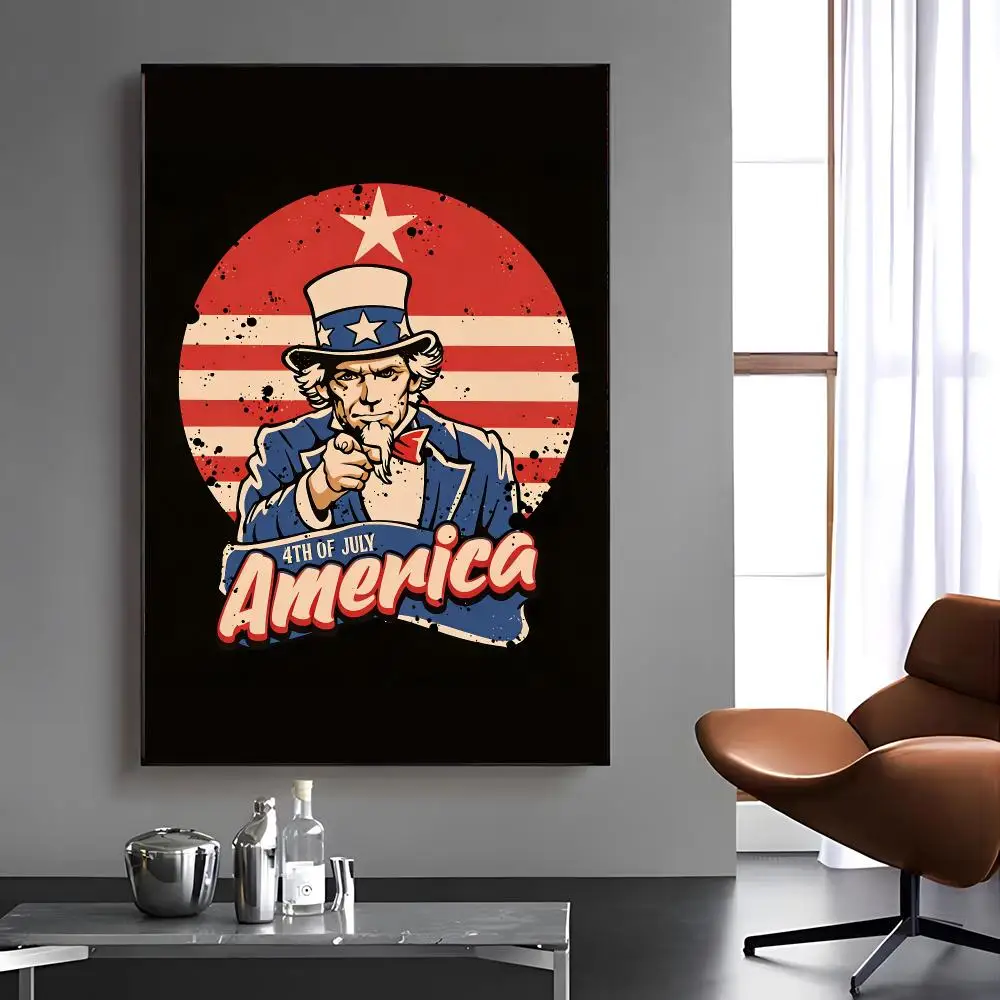 U-Uncle Sam Painting Calligraphy Canvas Painting Art For Bathroom, Living Room Home Wall Decor Picture