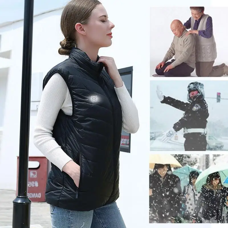 Chaleco calefactable con USB, chaqueta calefactable, ropa para mujer, chaqueta calefactable con paquete de batería, ropa calefactora ligera y lavable, chaleco con 3