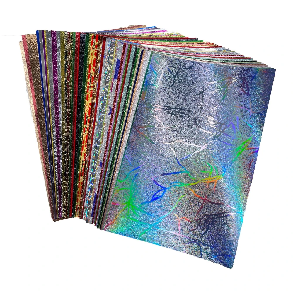 A5/A6 120g GlitterTextured Scrapbook Paper 50 Sheets Assorted Colors Designs Embossed Holographic Art Paper DIY Greeting Cards