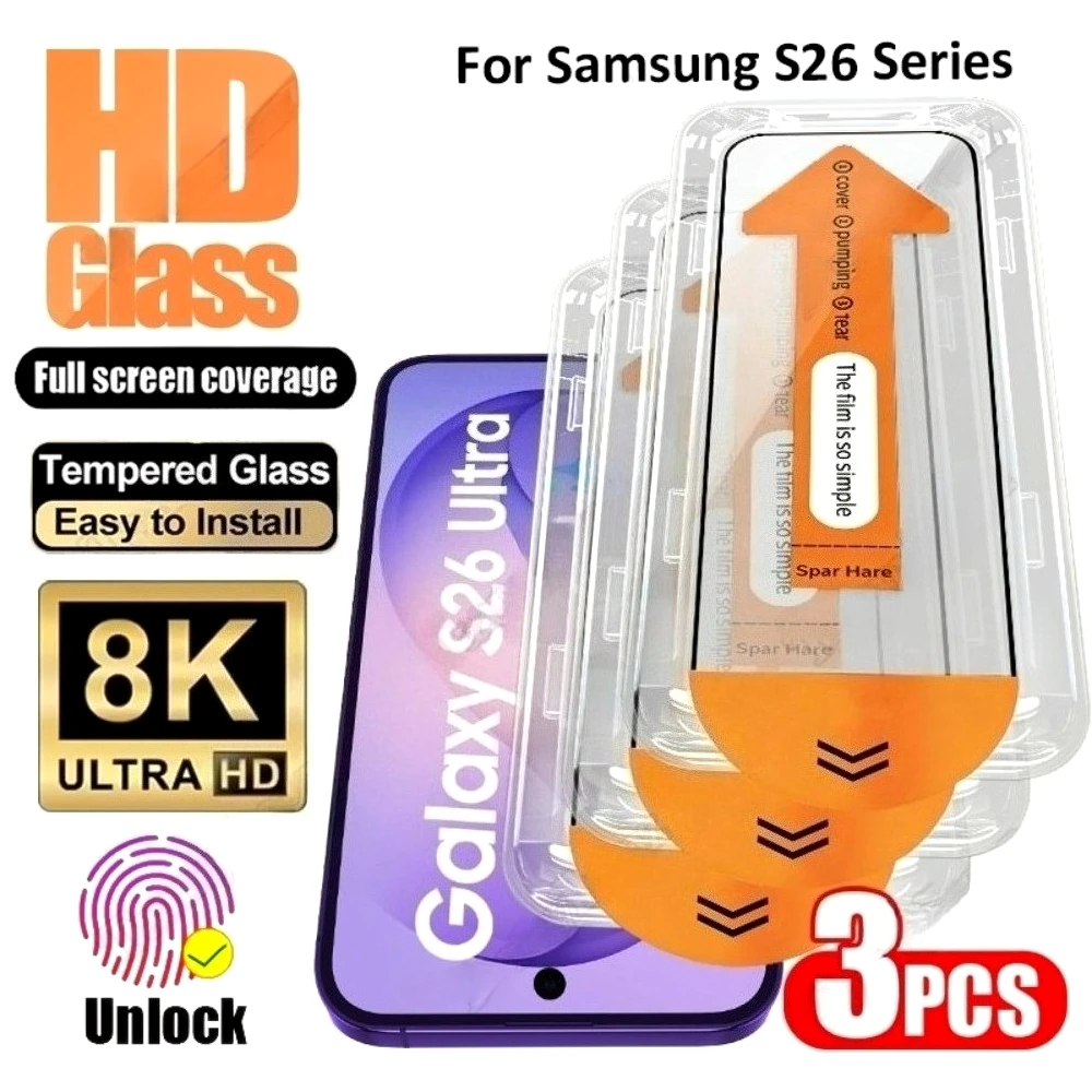 

3Pcs Ultra HD Screen Protector for Samsung Galaxy S26 S25 S24 S23 Ultra S22 S21 Plus S25 Edge S24 S23 FE Easy Installation Glass