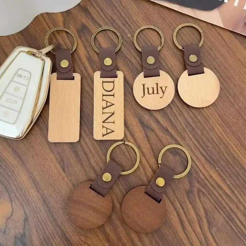10 Stück glatte, unbehandelte Holzschlüsselanhänger, gravierbare Schlüsselringe für DIY-Kunst, Malerei, Handwerk und Hobbyzwecke – Detail 8