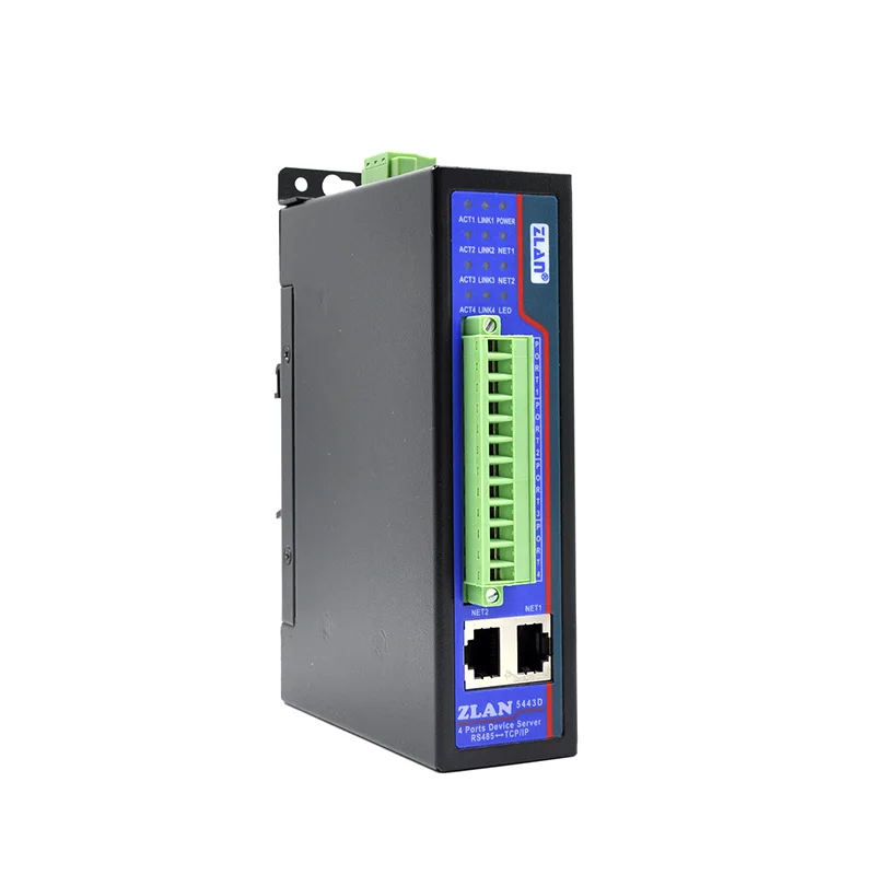 4 Port Isolating RS485 To Ethernet TCP IP Modbus RTU TCP Gateway Serial To TCP Converter Serial Server ZLAN5443D