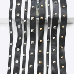 Meetee 2/5/10M 10/20mm Fashion Punk Rivets Leather Rope Bags Strap PU Ribbon Collar Garment Decoration Leathers Cords Accessory