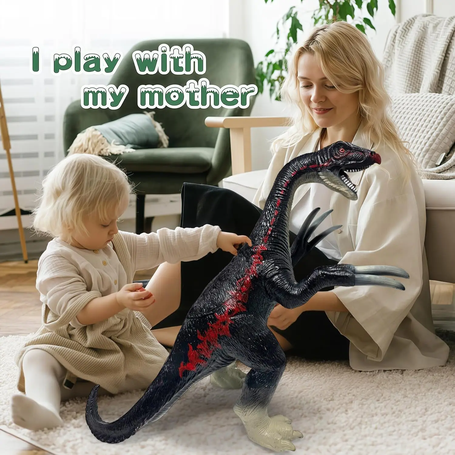 Grandi giocattoli di dinosauro per bambini, grandi action figure gonfiabili di dinosauro Therizinosaur da 29 pollici per i più piccoli, regali di compleanno per ragazzi e ragazze