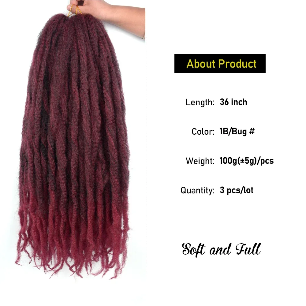 Sintético Afro pré-separado Primavera Twist Hair, Long Kinky Marley Twist, Tranças de crochê para DreadLocs, extensão do cabelo, 36 pol