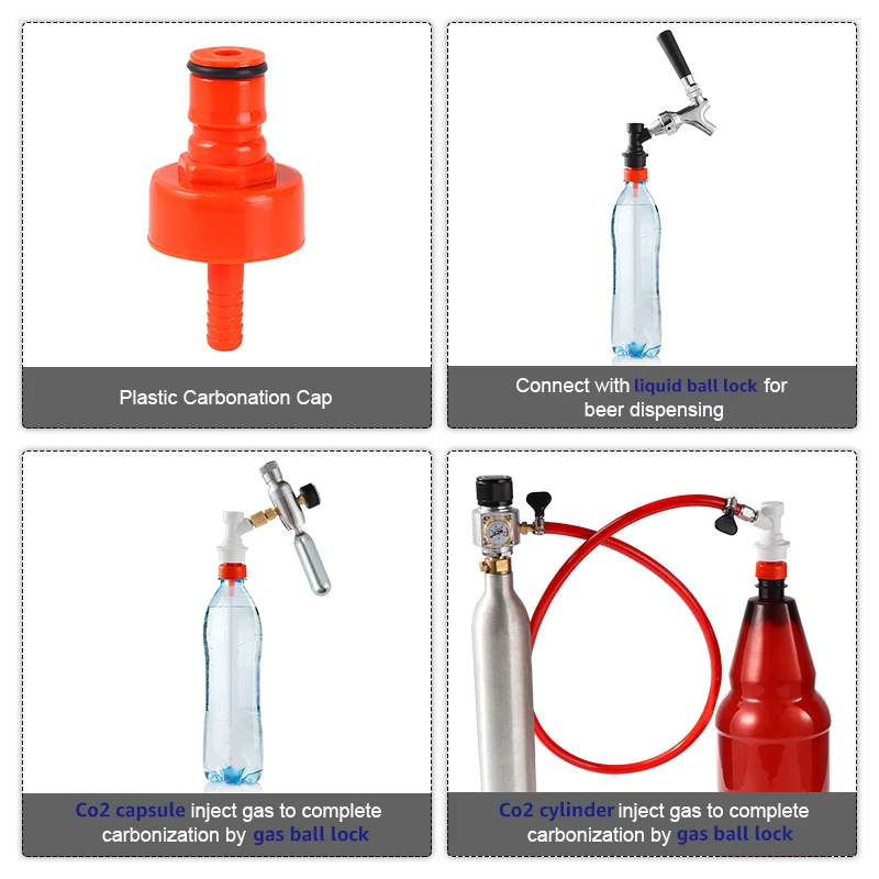 Ball Lock Plastic Carbonation Cap Connector For PET Bottle Gas/Liquid Dispenser Line Cleaning Cap Soda Water Beer Carbonated