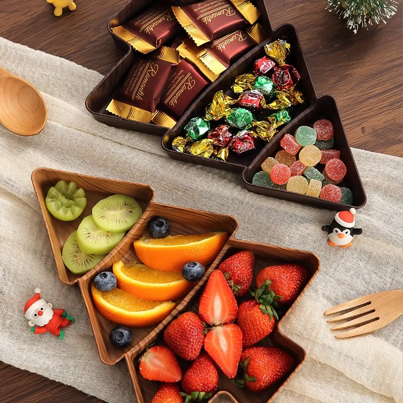 Creative Christmas Tree Fruit Plate Plastic Candy Snack Storage Tray Dried Nut Fruit Plate Home New Year Party Decoration Supply