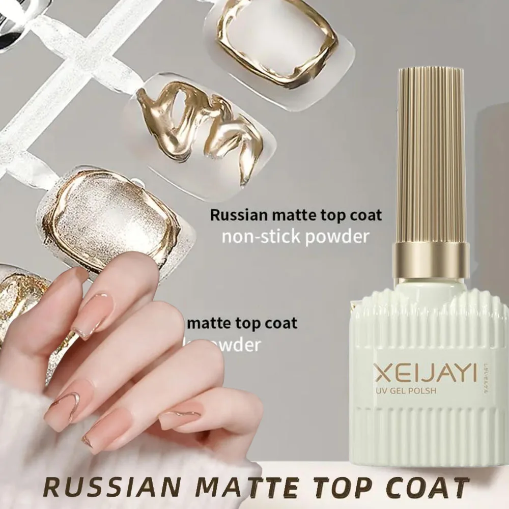 1pc 0.51oz 15ml Russian Matte Top Coat Gel Polish Non-Stick Powder Functional Gel Nail Polish Matte Rubber Top Coat Nail Art Gel