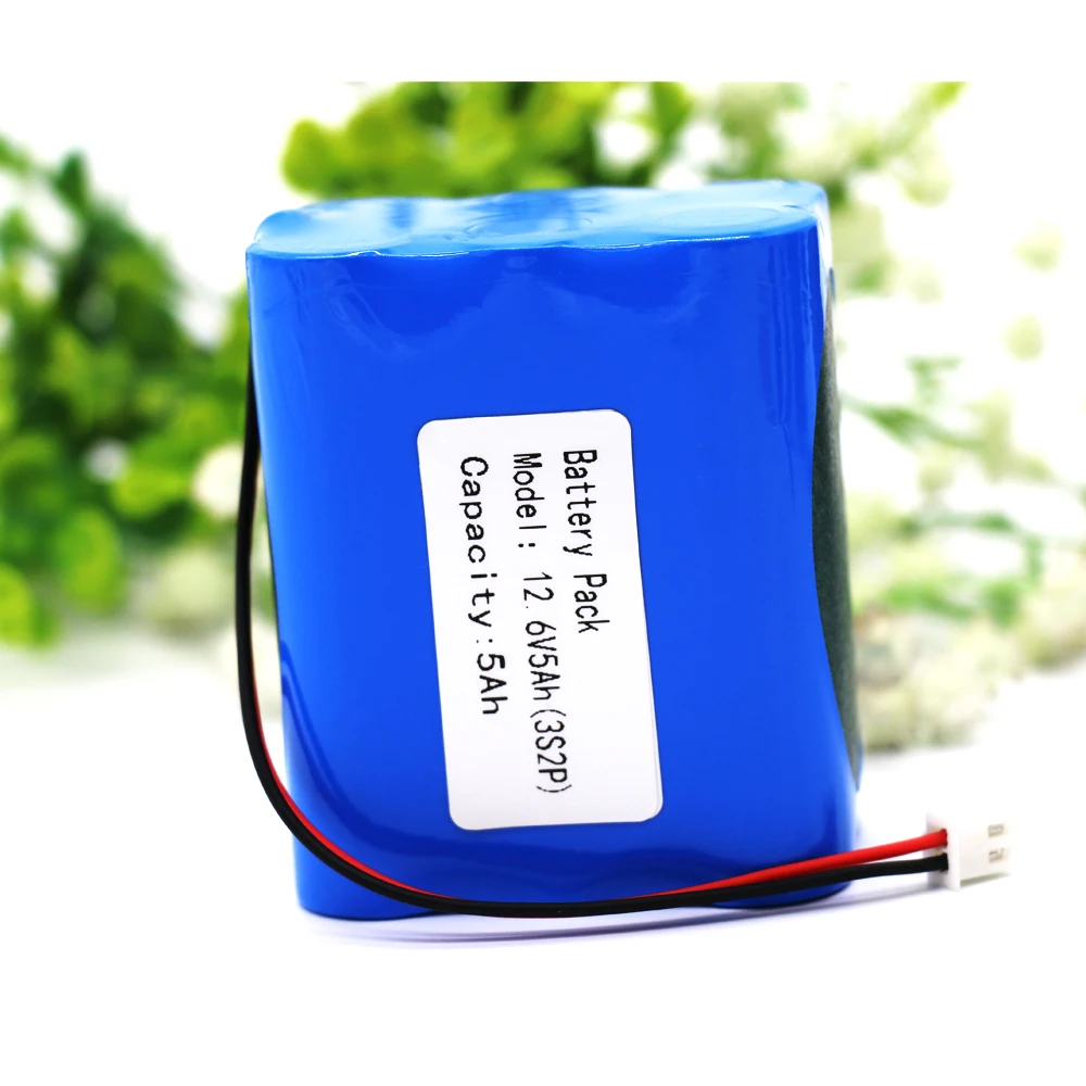 FTJLDC 12V 3S2P Battery 11.1V /12.6V 5000mAh 18650 Lithium Battery Pack with 5A BMS for LED Lamp Light Backup Powe Etc