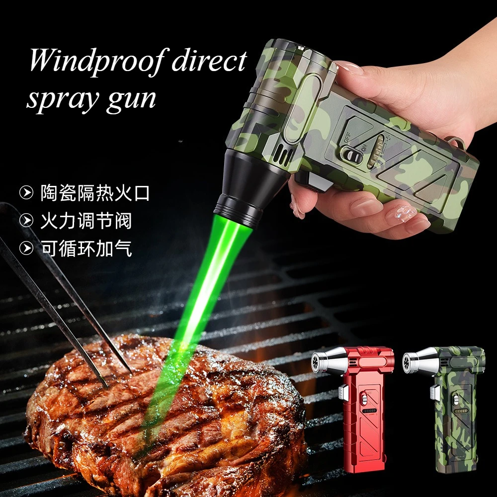 

High-end Direct-charge Lighters High-temperature Resistant Spray Guns Windproof Outdoor BBQ Cigars Cigarette Accessories