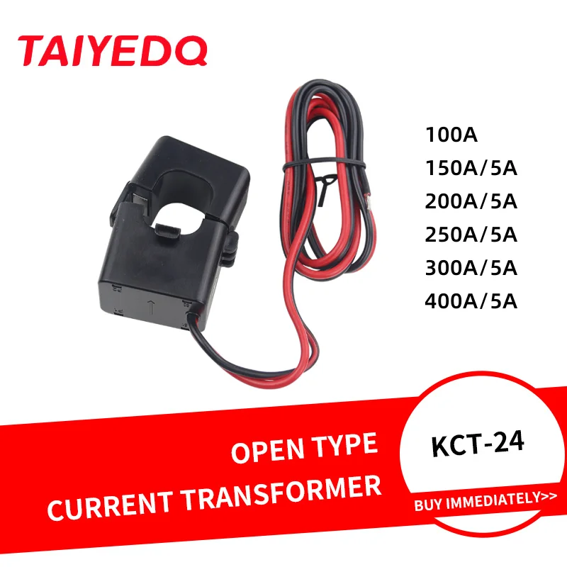 Clamp On AC Current Sensor 24mm Transformer Primary KCT24 Split Core Open Type 100A