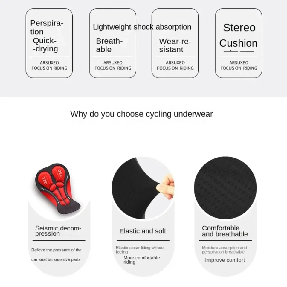 Short Cyclisme Homme 5D Gel Rembourré – Cuissard VTT Vélo Route, Respirant, Séchage Rapide, Anti-Chocs