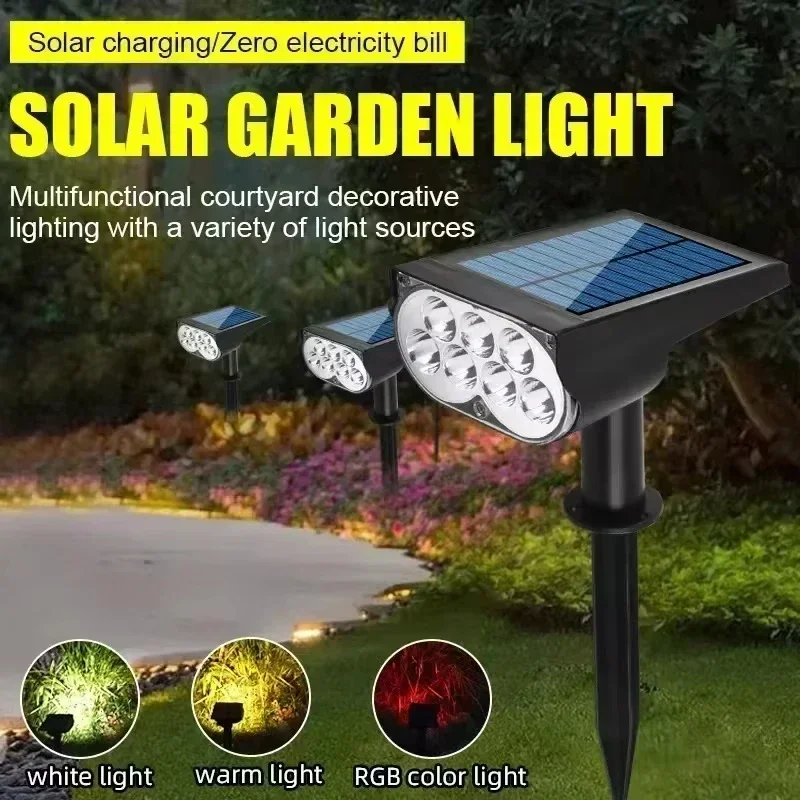 

7LED Solar Spotlights Outdoor Waterproof Landscape Lights Wall Lamp Brightness Adjustable Garden Light for Lawn Patio Yard Decor