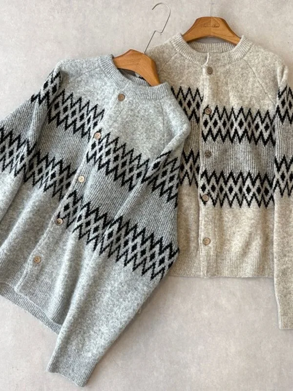 

Утепленный вязаный кардиган из шерстяной смеси для мужчин, свободный повседневный теплый свитер для пар, модная городская верхняя одежда